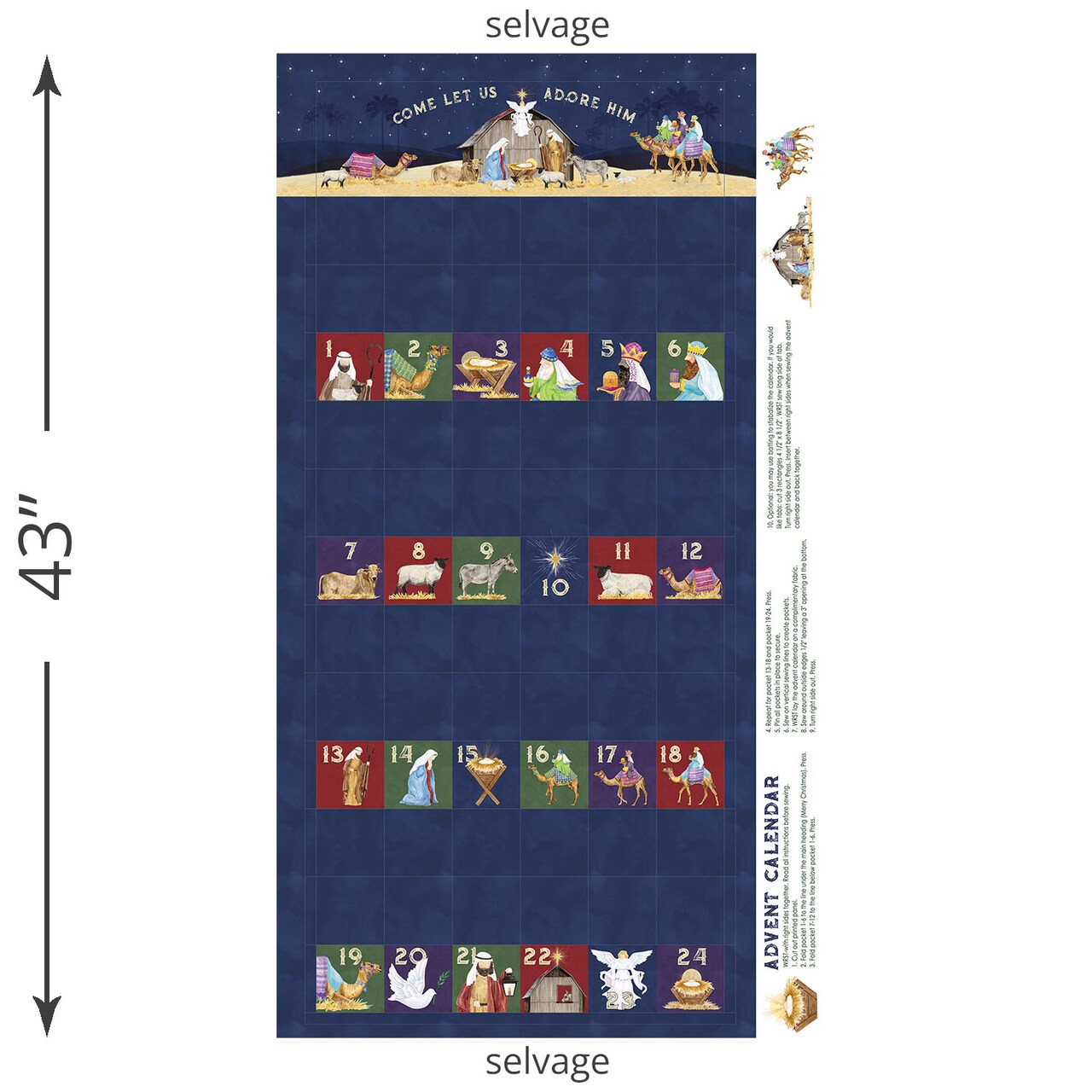 Advent Calendar Panel (pd16315-panel) | Come Let Us Adore Him | Tara Reed | Riley Blake